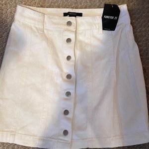 White Forever 21 denim button skirt